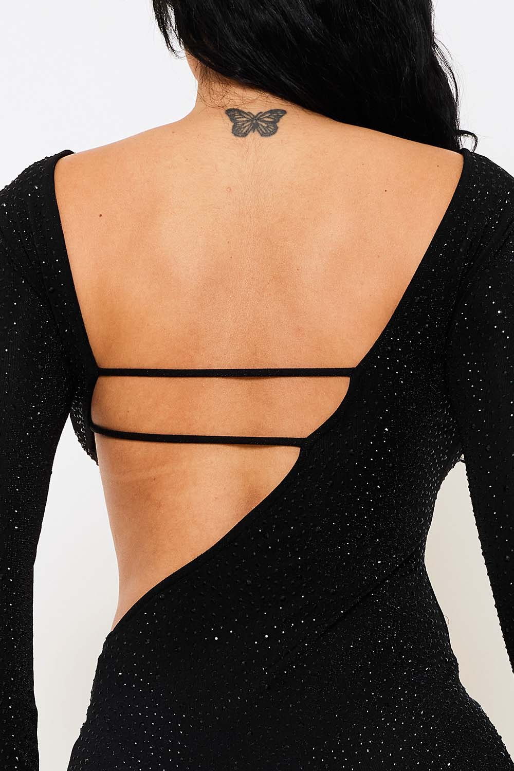 Symphony Dress - Rhinestone Cutout Waist Mini Dress | Zezebe