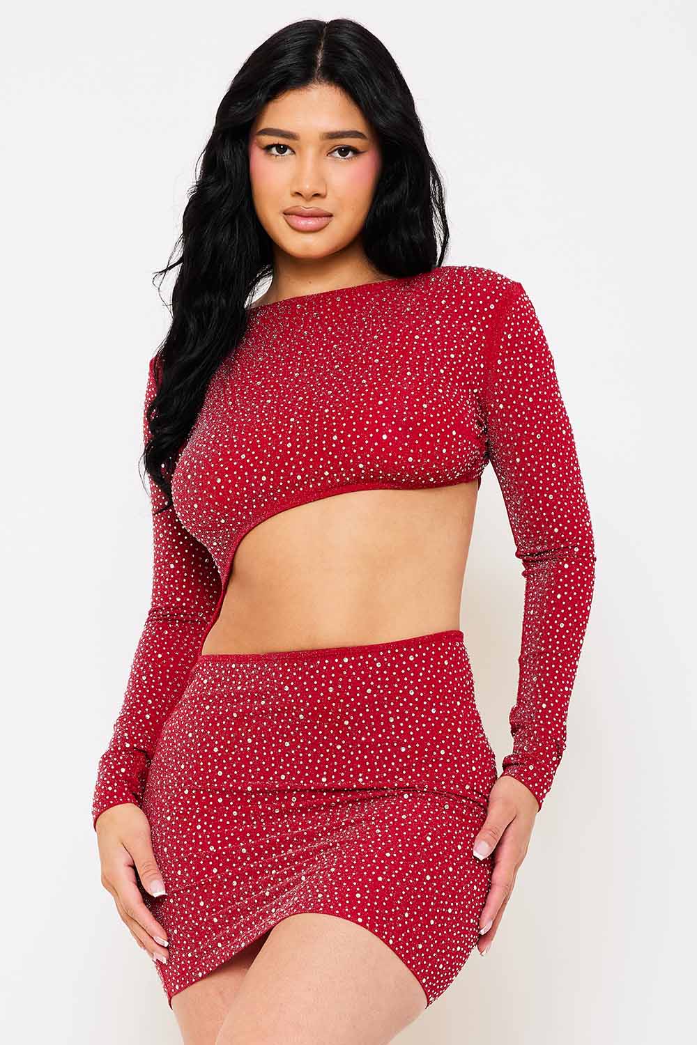 Symphony Dress - Rhinestone Cutout Waist Mini Dress | Zezebe