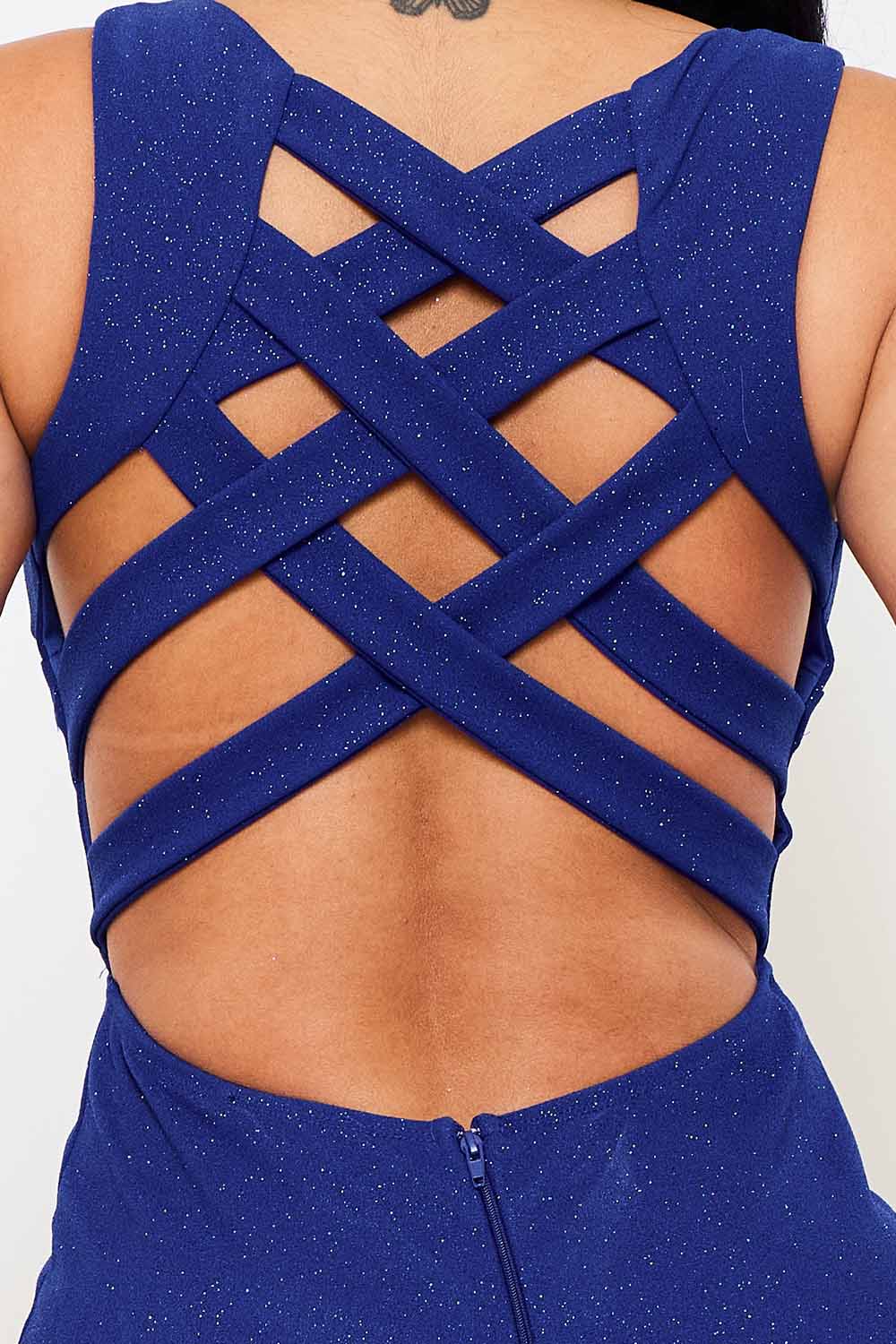 Symphony Dress - Glittered Criss-Cross Open Back Mini Dress | Zezebe