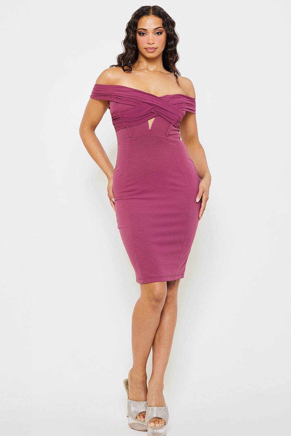 Symphony Dress - Mesh With Techno Crepe Midi Dress | Zezebe