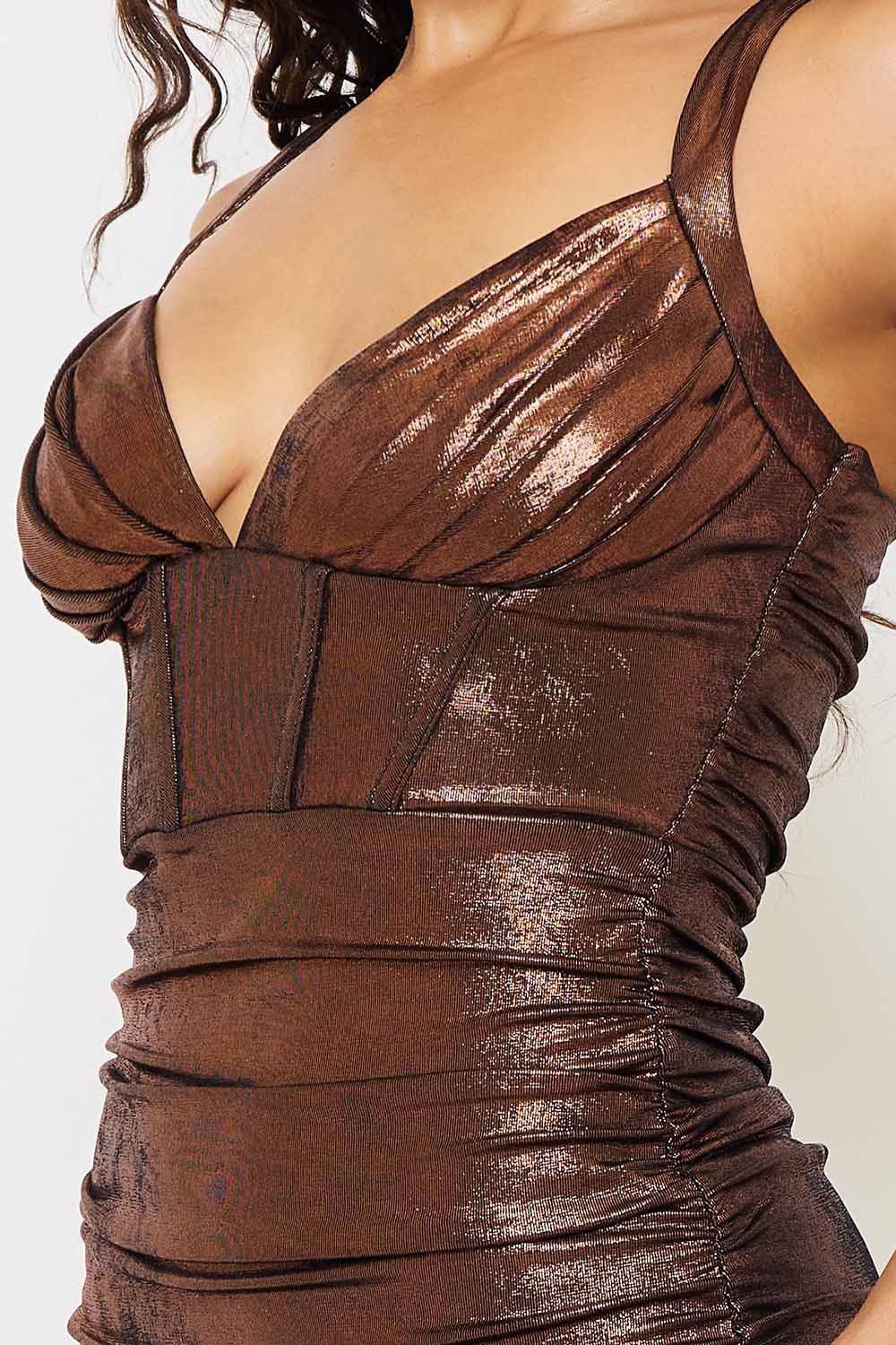Symphony Dress - Metallic Corset Bralette Midi Dress | Zezebe
