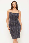 Symphony Dress - Square Rhinestone On Shiny Mini Dress | Zezebe