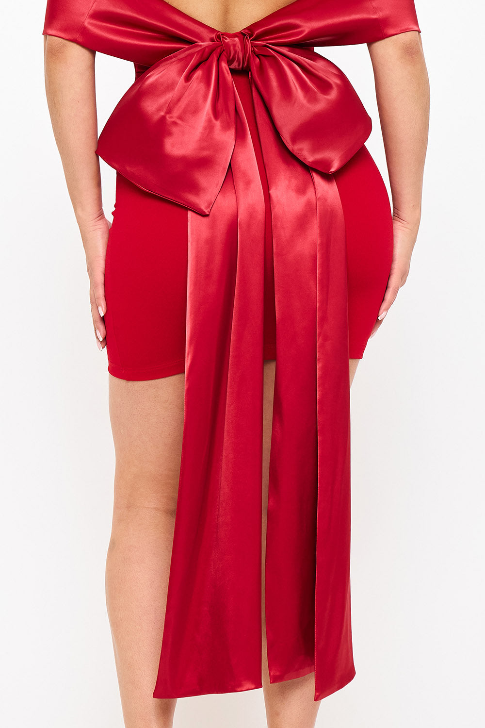 Symphony Dress - Satin Ribbon Bow Detail Back Mini Dress | Zezebe