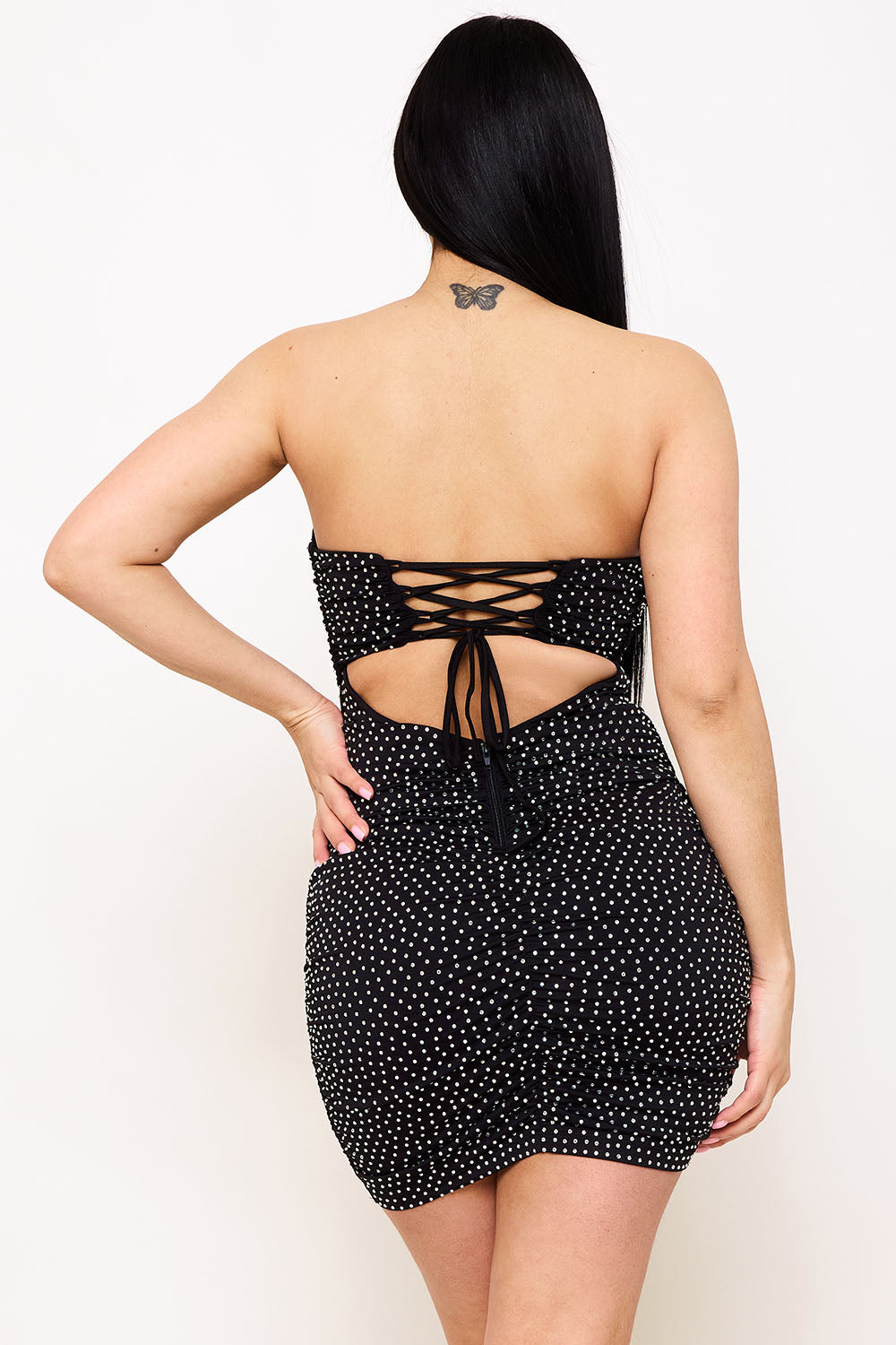 Symphony Dress - Rhinestone Strapless Mini Dress | Zezebe