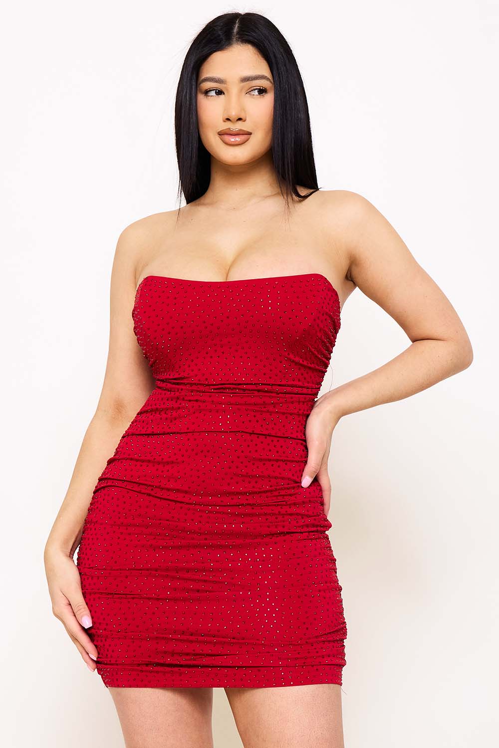 Symphony Dress - Rhinestone Strapless Mini Dress | Zezebe