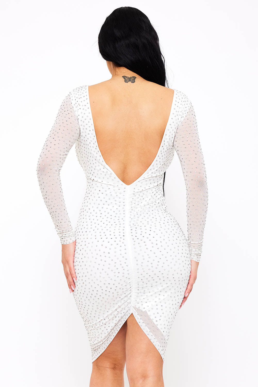 Symphony Dress - Translucent Rhinestone Midi Dress | Zezebe