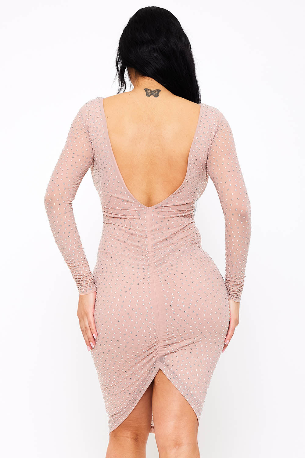 Symphony Dress - Translucent Rhinestone Midi Dress | Zezebe