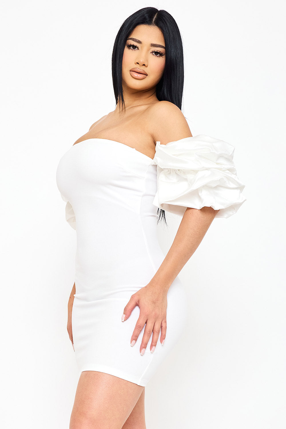 Symphony Dress - Layered Ruffle Sleeve Off The Shoulder Mini Dress | Zezebe