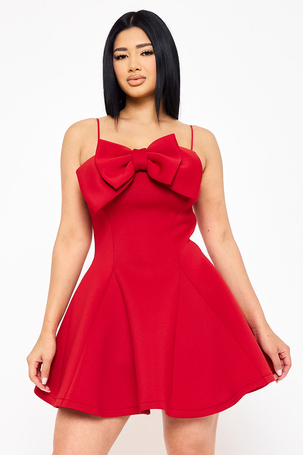 Symphony Dress - Super Techno Bow Front Mini Dress | Zezebe