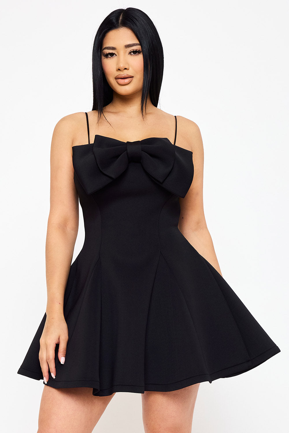 Symphony Dress - Super Techno Bow Front Mini Dress | Zezebe