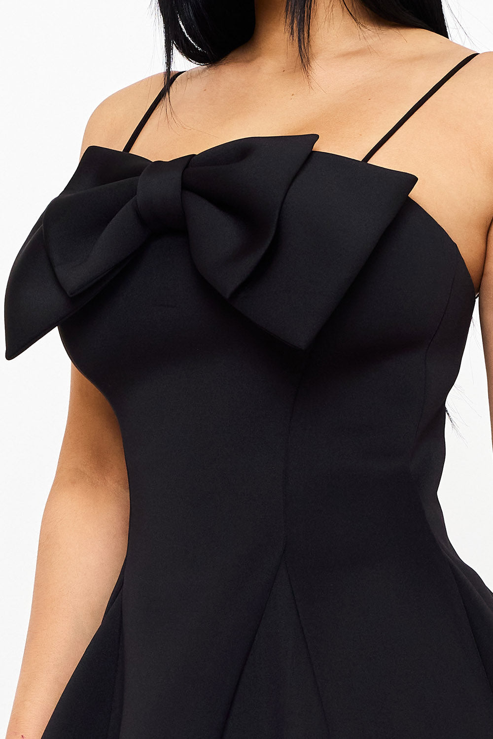 Symphony Dress - Super Techno Bow Front Mini Dress | Zezebe