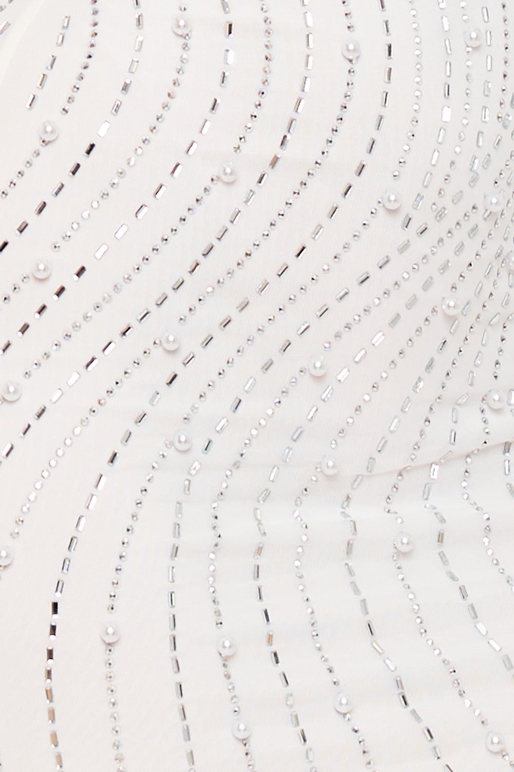 Symphony Dress - Rhinestone Trim Wave With Pearl On Power Mesh Mini Dress | Zezebe