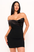 Symphony Dress - Satin Rose Off The Shoulder Mini Dress | Zezebe