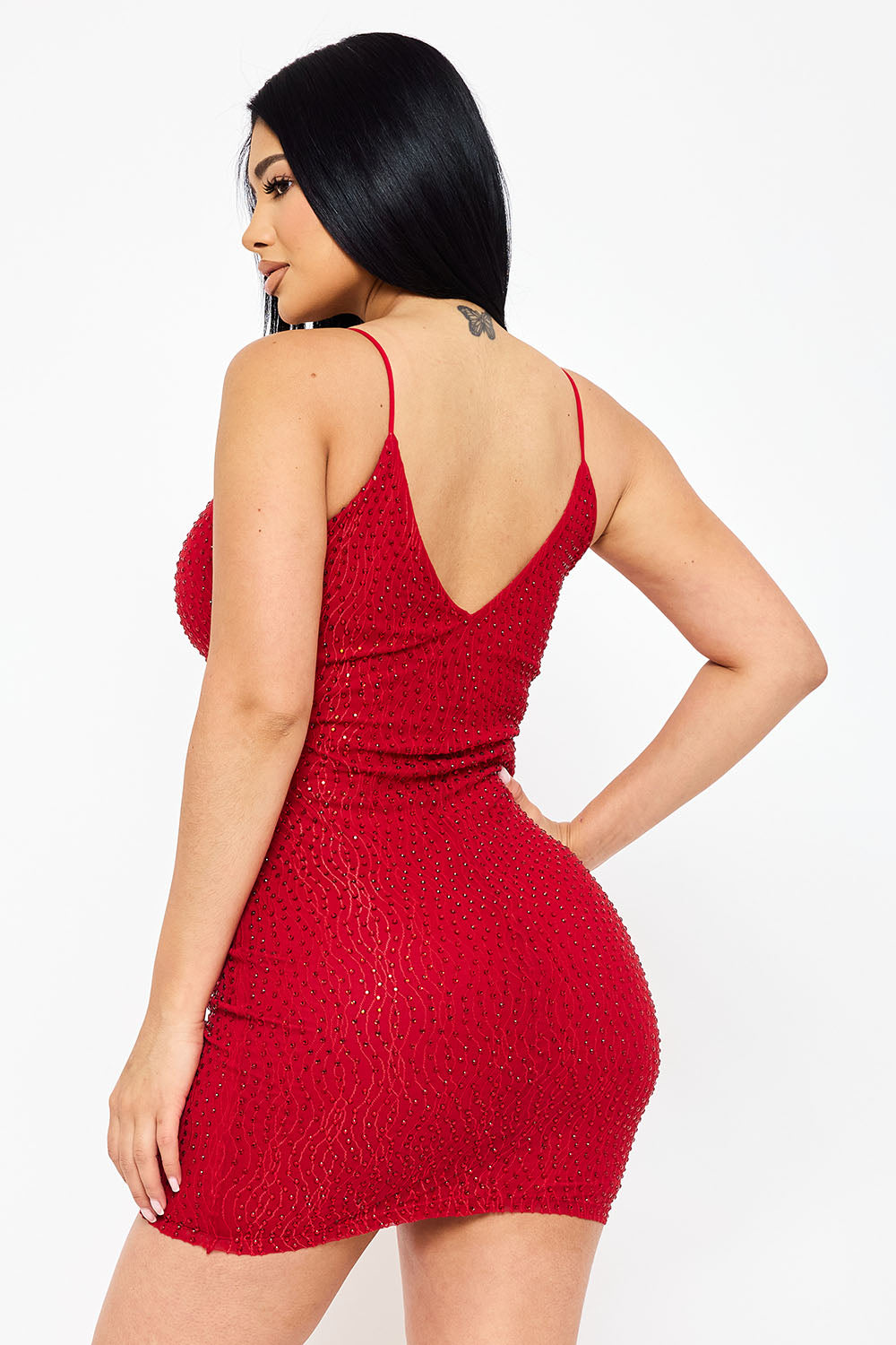 Symphony Dress - Rhinestone With Stiching Detailed Mini Dress | Zezebe