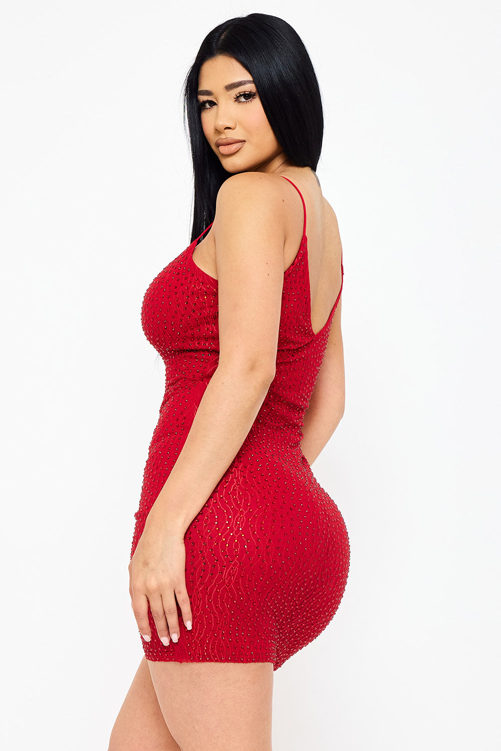 Symphony Dress - Rhinestone With Stiching Detailed Mini Dress | Zezebe