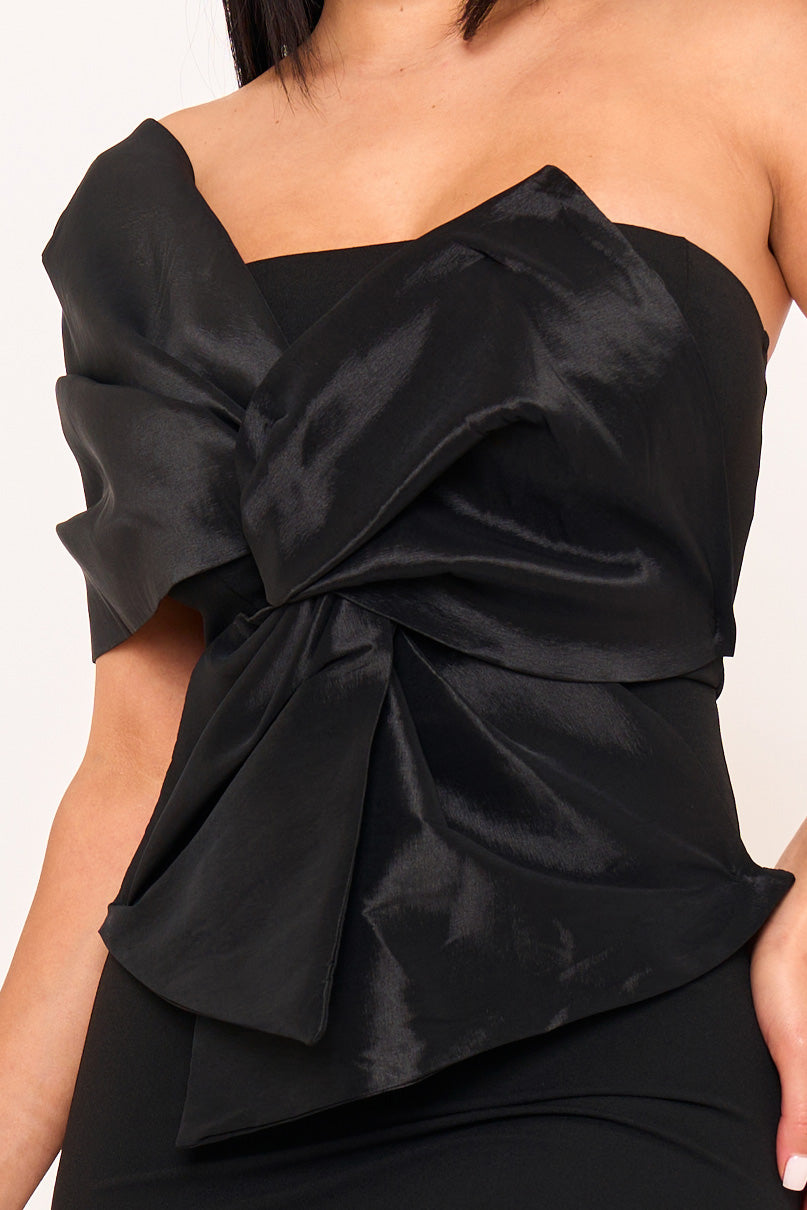 Symphony Dress - One Shoulder Twist Tie Detail Front Mini Dress | Zezebe