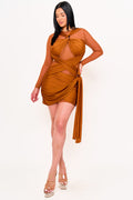 Symphony Dress - Mesh Contrast Wrap Mini Dress | Zezebe