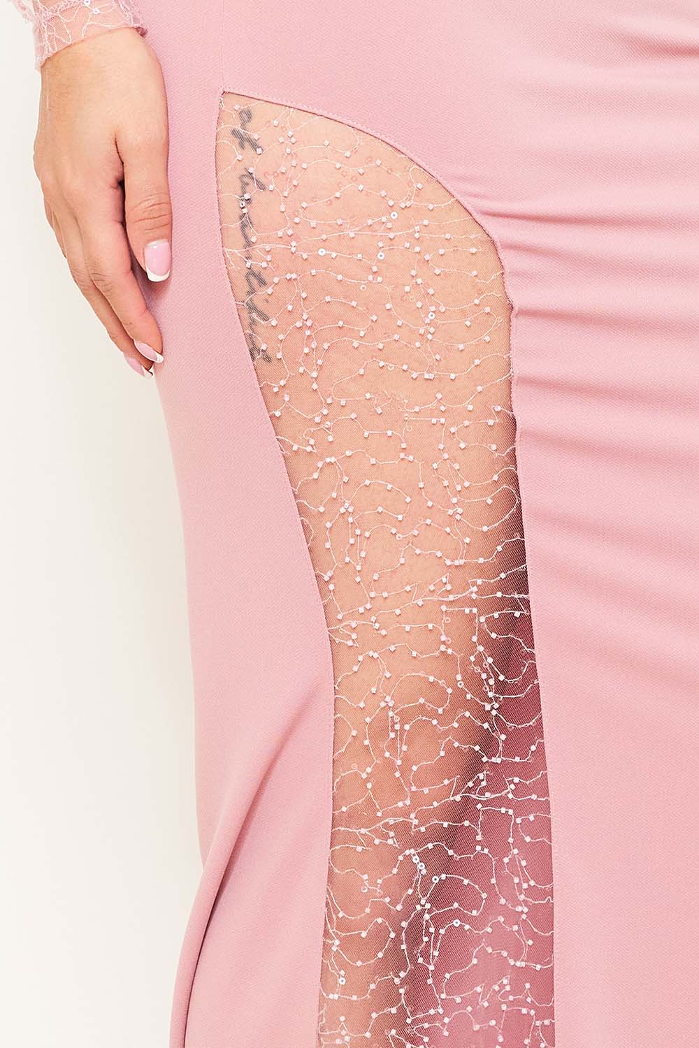 Symphony Dress - Beaded Mesh Paneled Maxi Dress | Zezebe