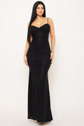 Symphony Dress - Glitter Power Mesh Ruffle Back Maxi Dress | Zezebe