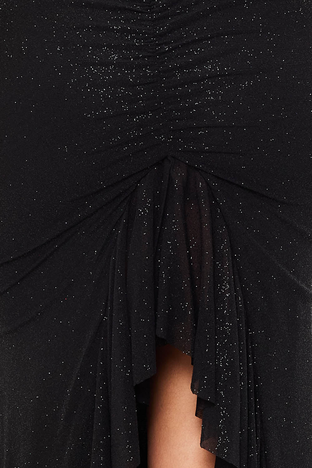 Symphony Dress - Glitter Power Mesh Ruffle Back Maxi Dress | Zezebe