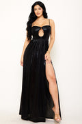 Symphony Dress - Foil Plunge Wired Bust Maxi Dress | Zezebe