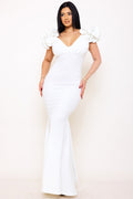 Symphony Dress - Glittered Ruffle Sleeve Maxi Dress | Zezebe