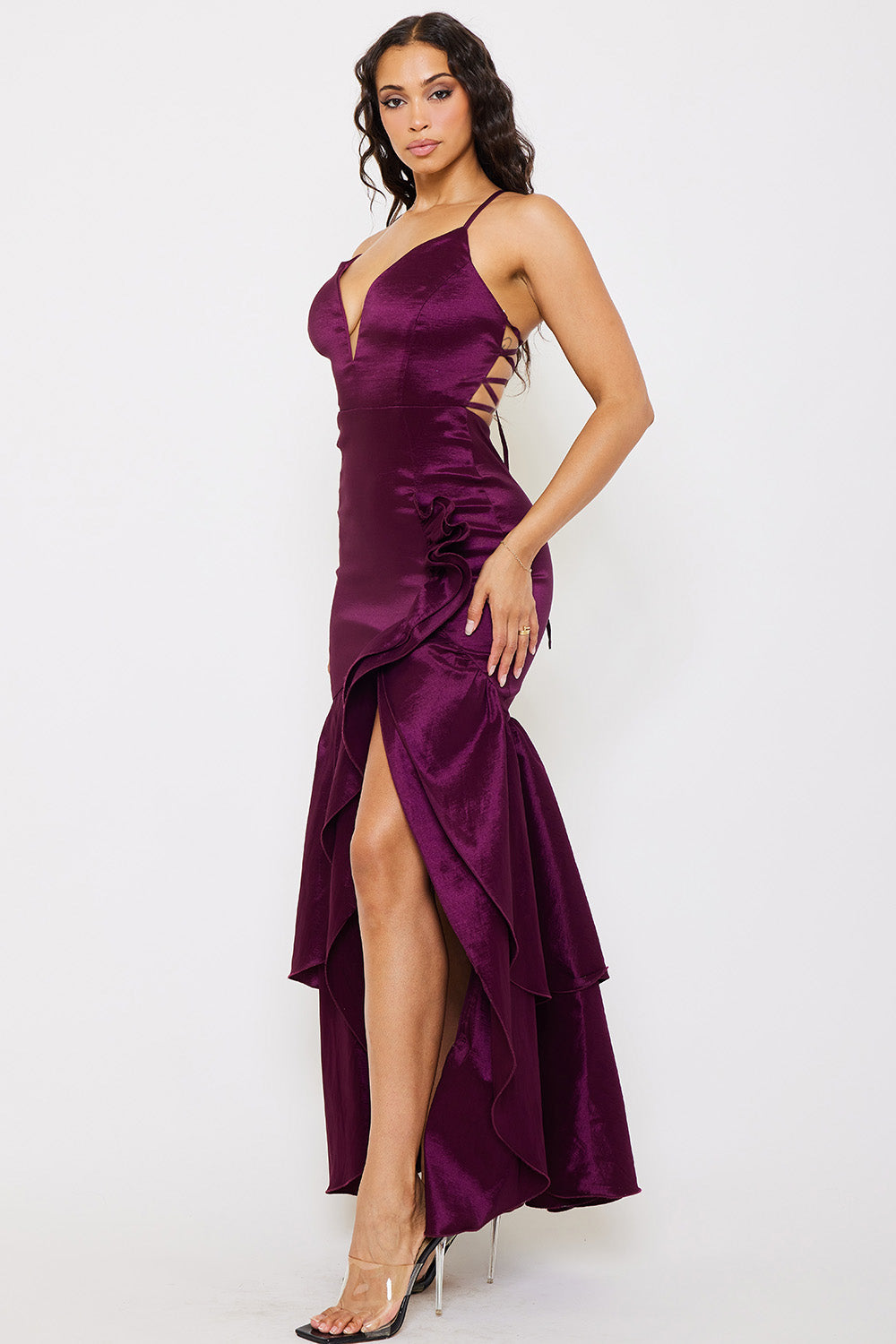Symphony Dress - Taffeta Layered Ruffle Maxi Dress | Zezebe