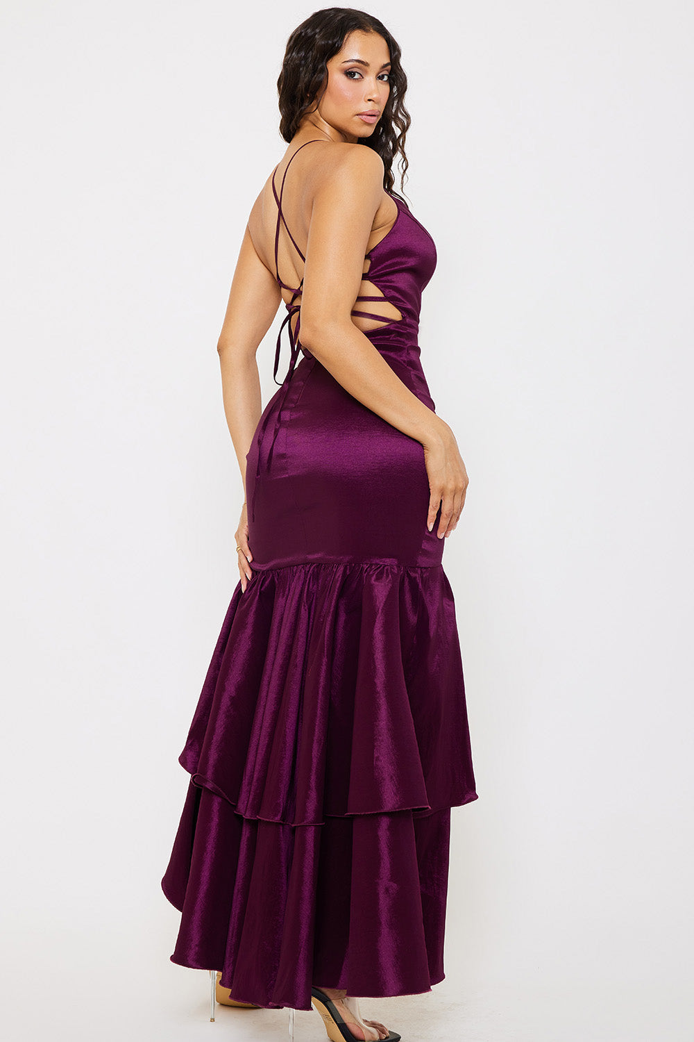 Symphony Dress - Taffeta Layered Ruffle Maxi Dress | Zezebe