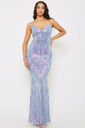Symphony Dress - Floral Patterned Seqin Mesh Mermaid Maxi Dress | Zezebe