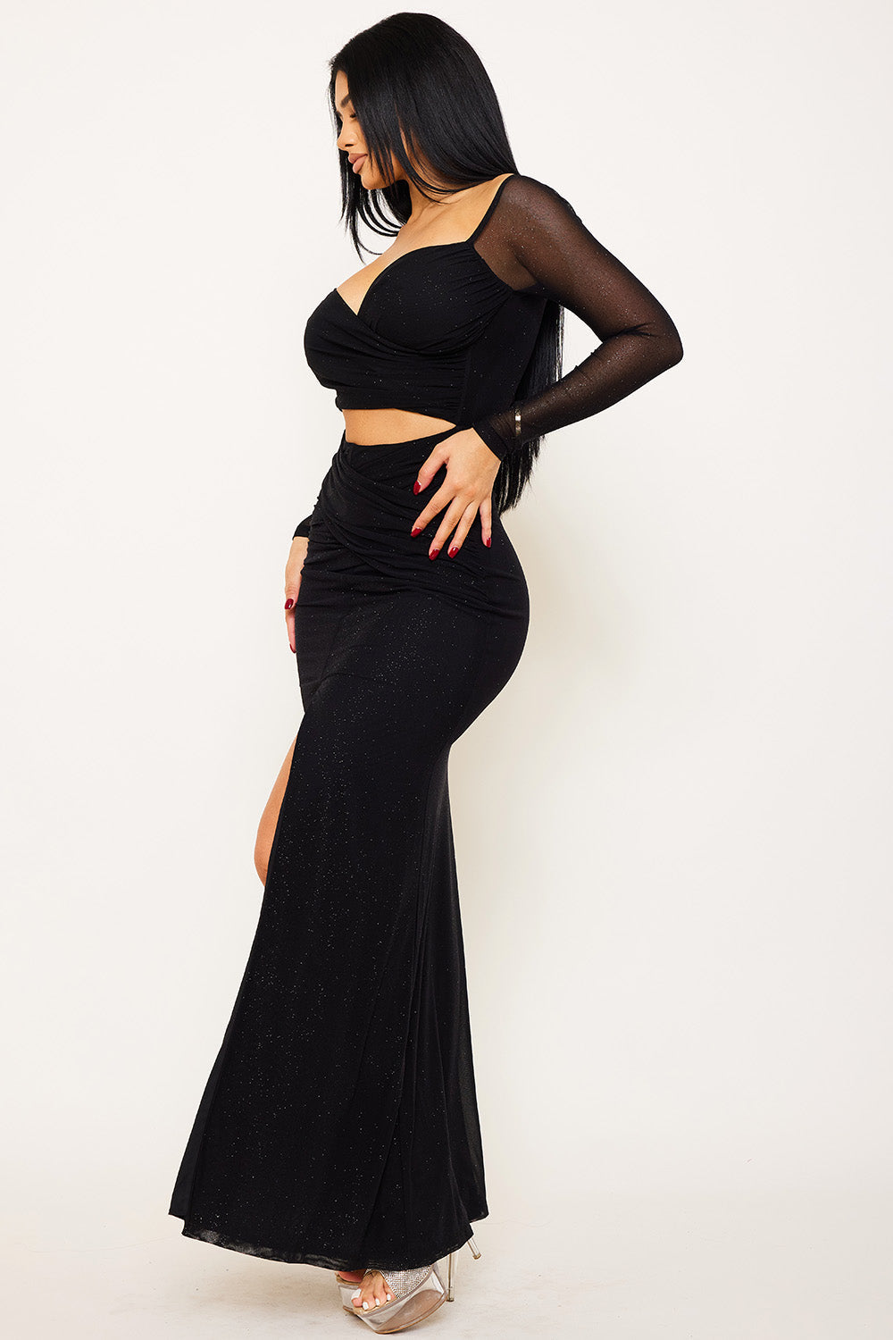 Symphony Dress - Powermesh With Glitter Maxi Dress | Zezebe