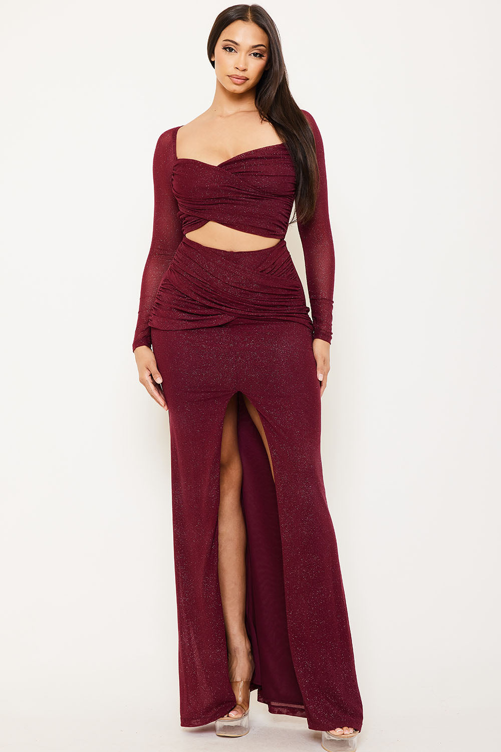 Symphony Dress - Powermesh With Glitter Maxi Dress | Zezebe