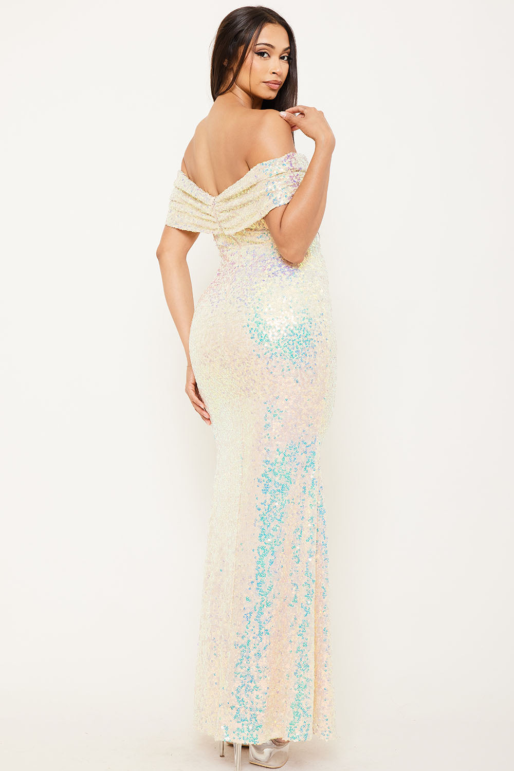 Symphony Dress - Sequins Off The Shoulder Maxi Dress | Zezebe