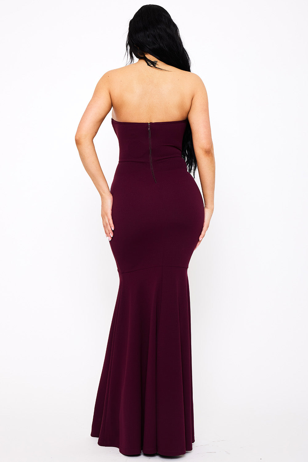 Symphony Dress - Multi Shape Rhinestone On Bust Mermaid Maxi Dress | Zezebe
