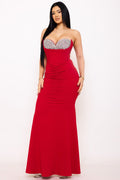 Symphony Dress - Multi Shape Rhinestone On Bust Mermaid Maxi Dress | Zezebe