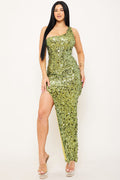 Symphony Dress - Sequin One Shoulder Maxi Dress | Zezebe