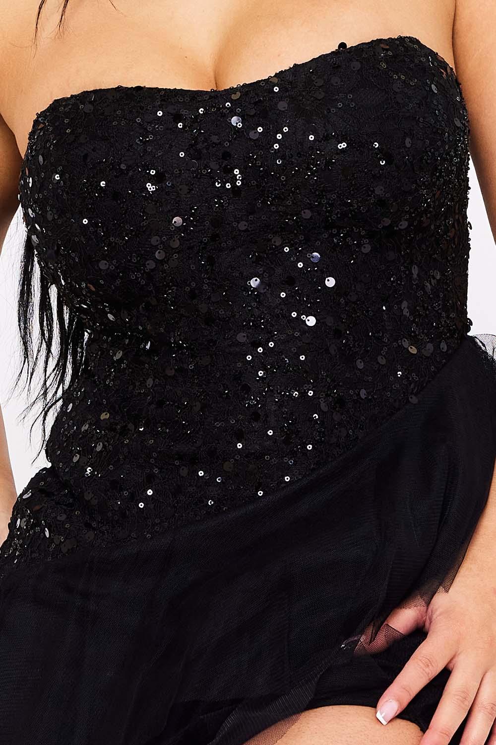 Symphony Dress - Sequin On Lace With Layers Of Mesh Maxi Dress | Zezebe