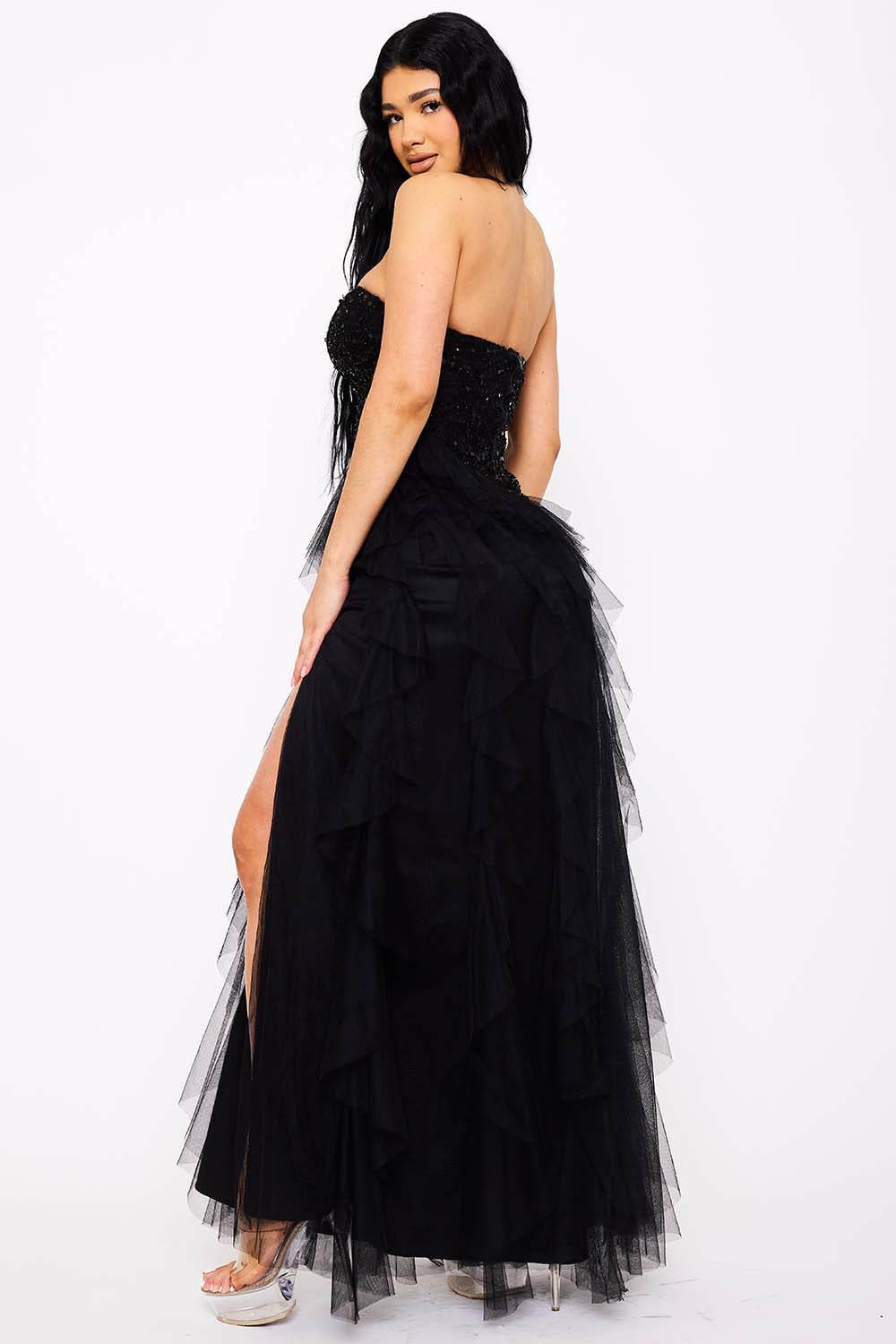 Symphony Dress - Sequin On Lace With Layers Of Mesh Maxi Dress | Zezebe