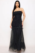 Symphony Dress - Polka Dot Mesh Mermaid Maxi Dress | Zezebe