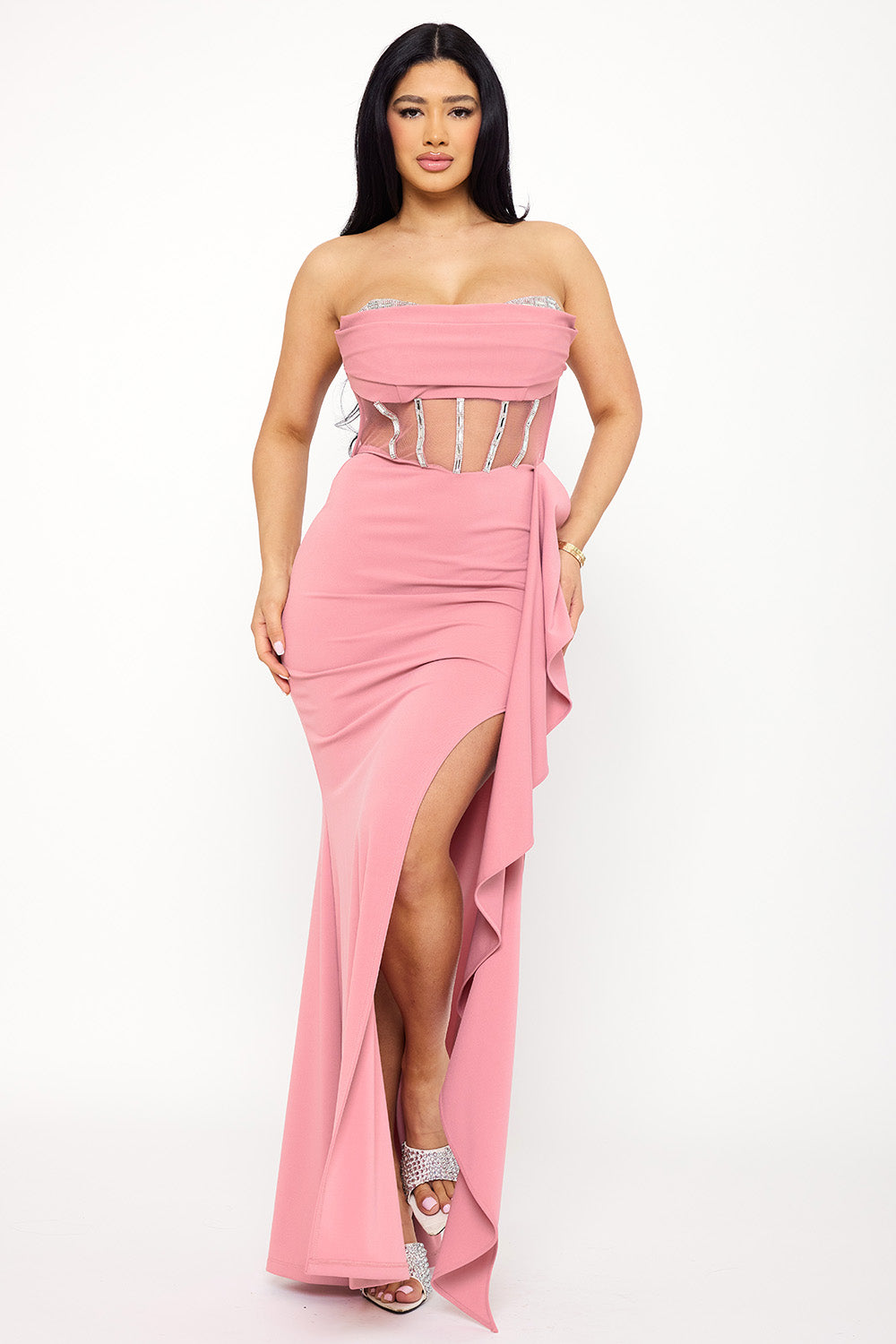 Symphony Dress - Rhinestone Bust With Crezia Maxi Dress | Zezebe