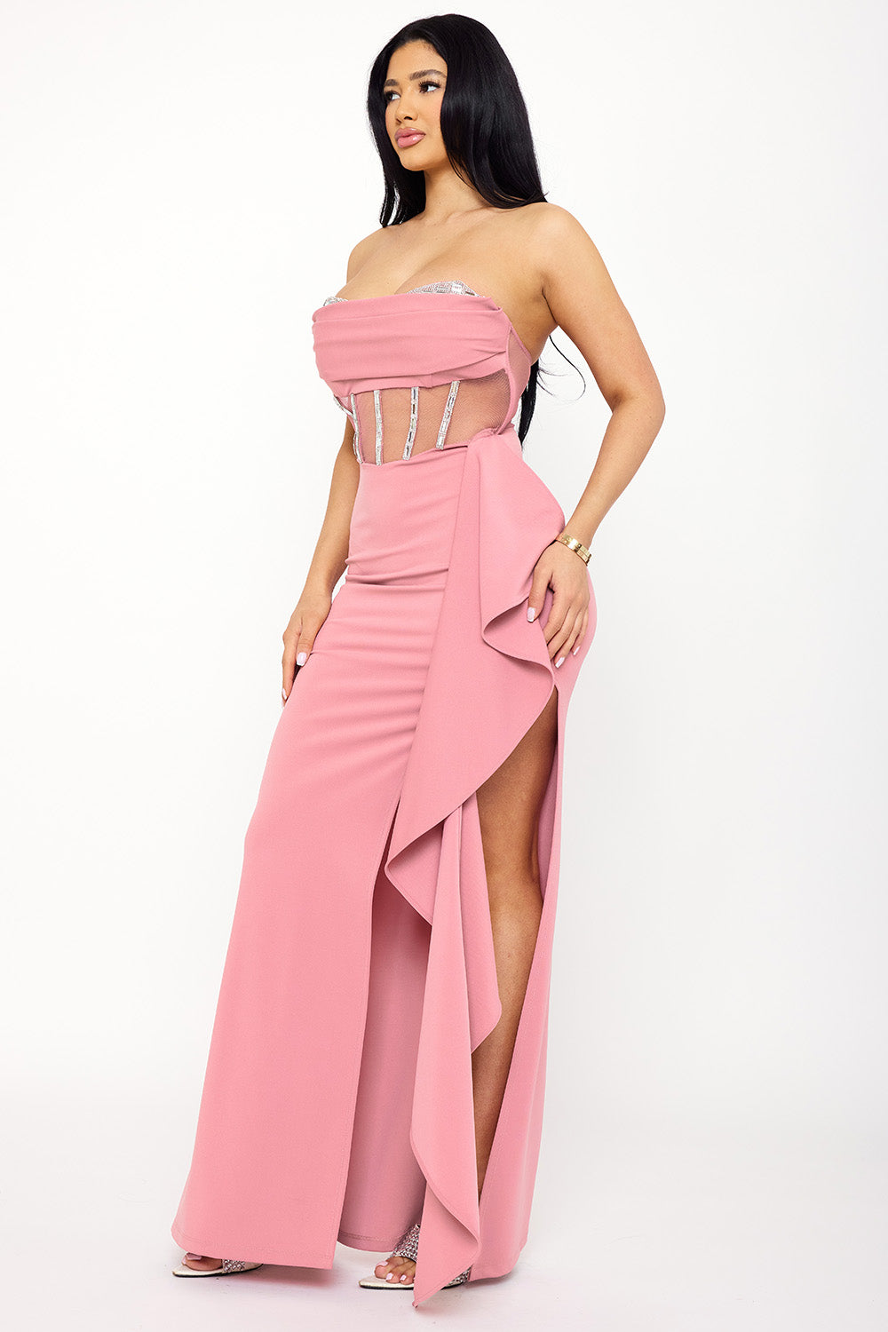 Symphony Dress - Rhinestone Bust With Crezia Maxi Dress | Zezebe