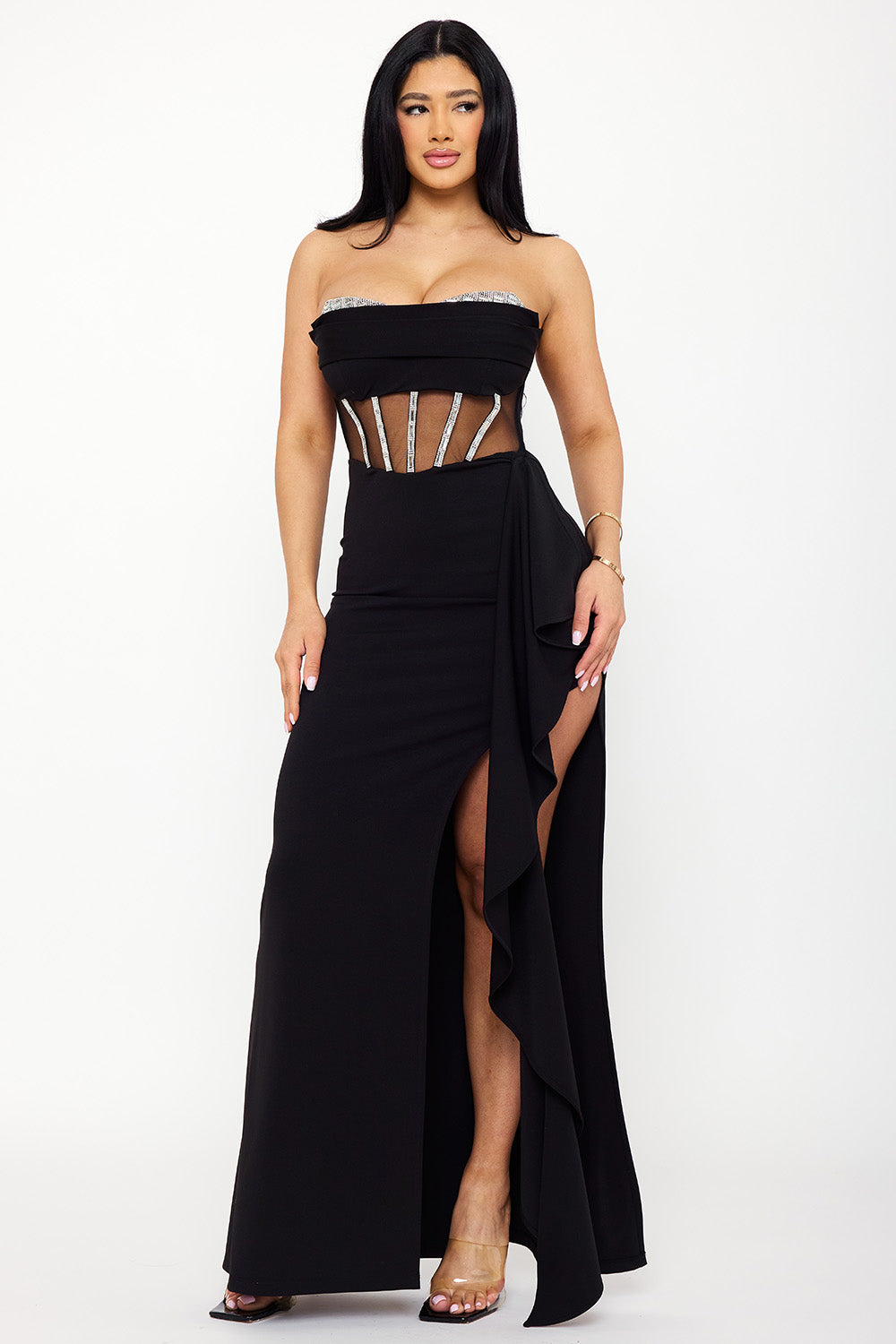 Symphony Dress - Rhinestone Bust With Crezia Maxi Dress | Zezebe