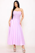 Symphony Dress - Lace And Dull Satin Paneled Maxi Dress | Zezebe