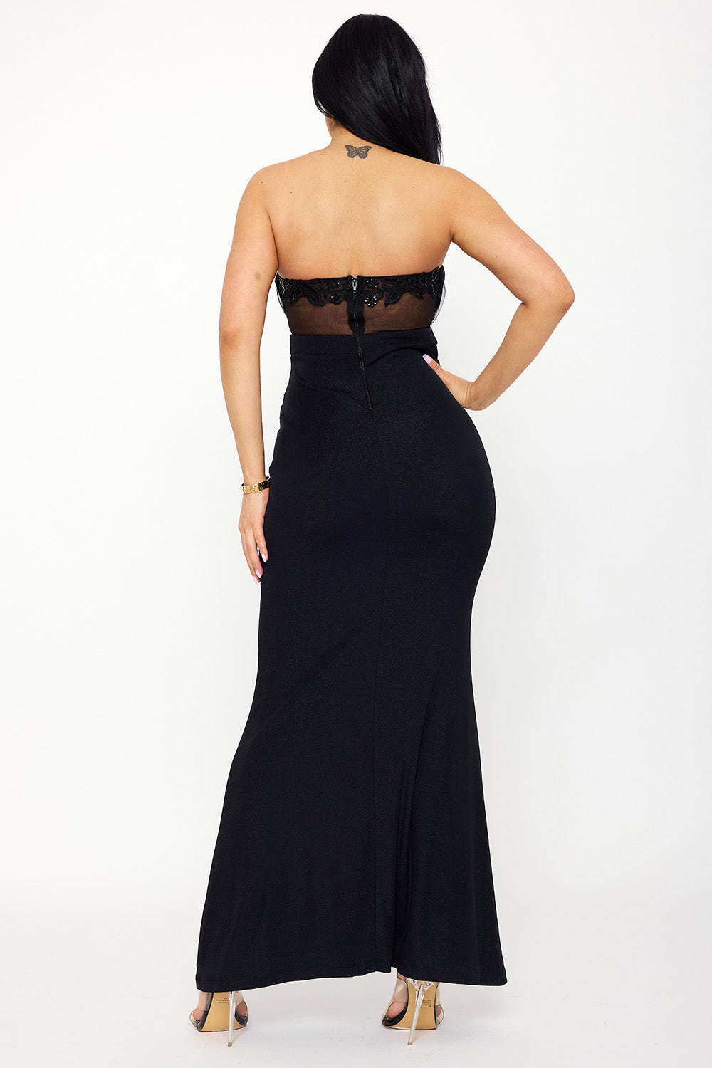 Symphony Dress - Floral Embroidered Applique Top Maxi Dress | Zezebe