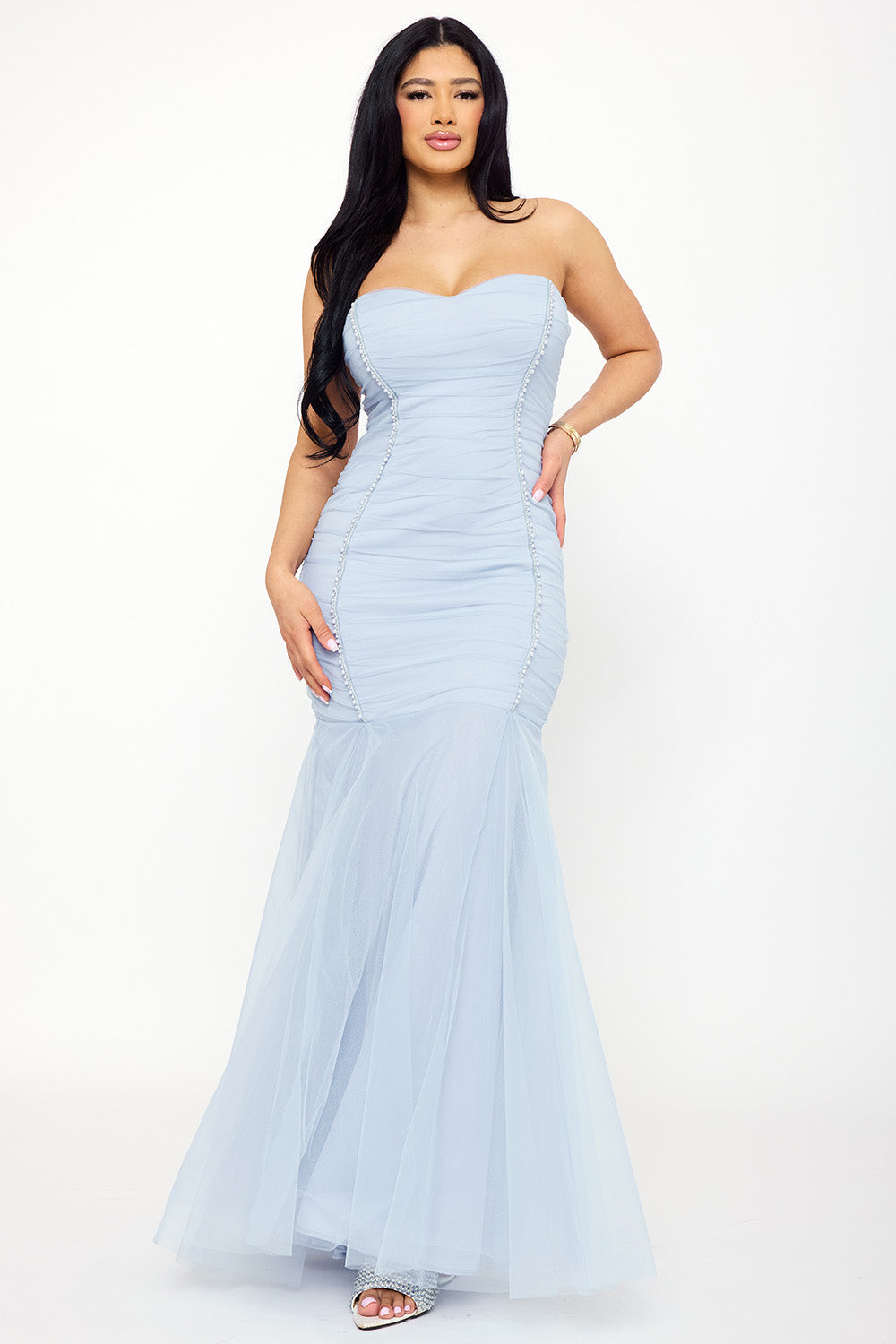 Symphony Dress - Overlay Mesh Mermaid Maxi Dress | Zezebe