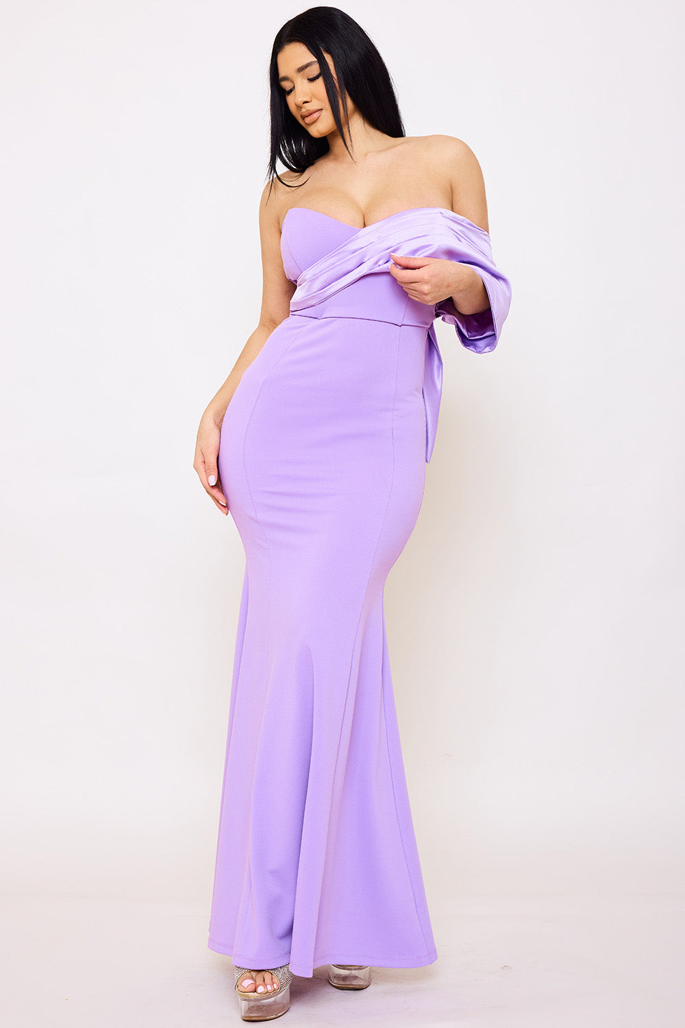Symphony Dress - Crezia Fabric With Satin Large Bow Detail Maxi Dress | Zezebe