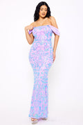 Symphony Dress - Sequin Scroll Pattern On Mesh Maxi Dress | Zezebe