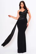 Symphony Dress - Satin With Contrast Techno Crepe Mermaid Maxi Dress | Zezebe