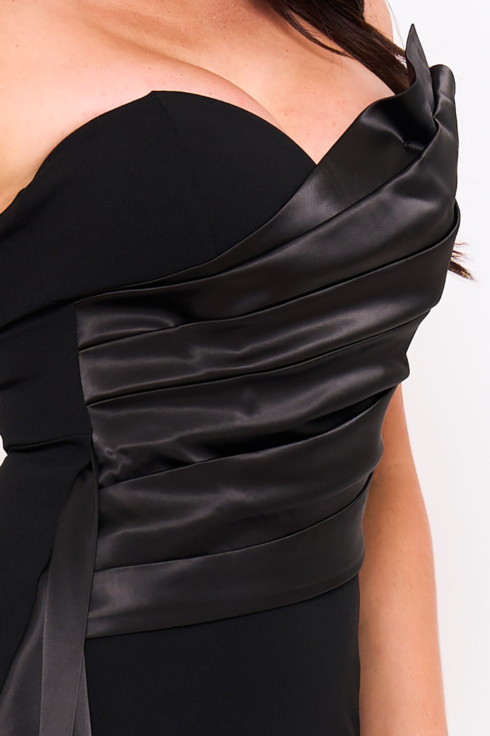 Symphony Dress - Satin With Contrast Techno Crepe Mermaid Maxi Dress | Zezebe