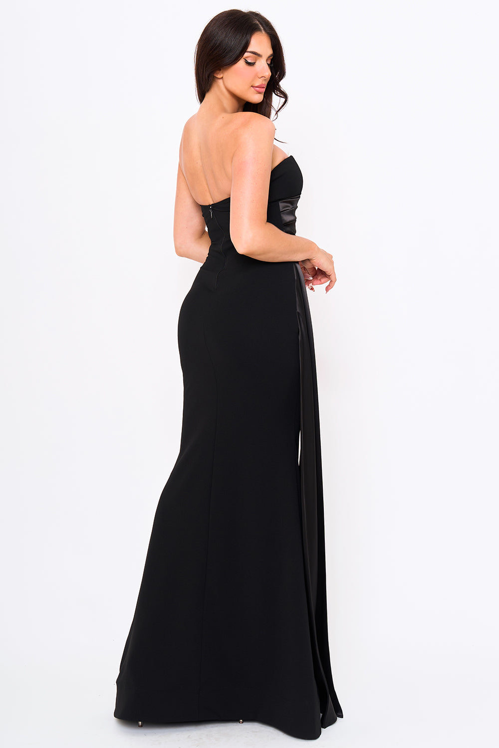 Symphony Dress - Satin With Contrast Techno Crepe Mermaid Maxi Dress | Zezebe