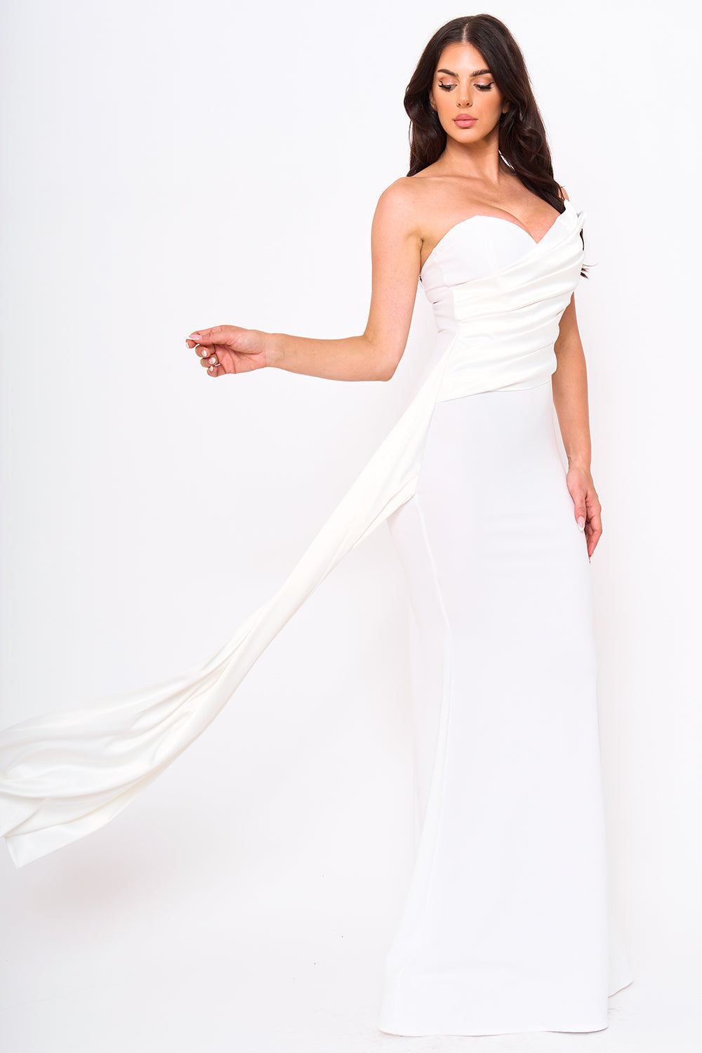 Symphony Dress - Satin With Contrast Techno Crepe Mermaid Maxi Dress | Zezebe